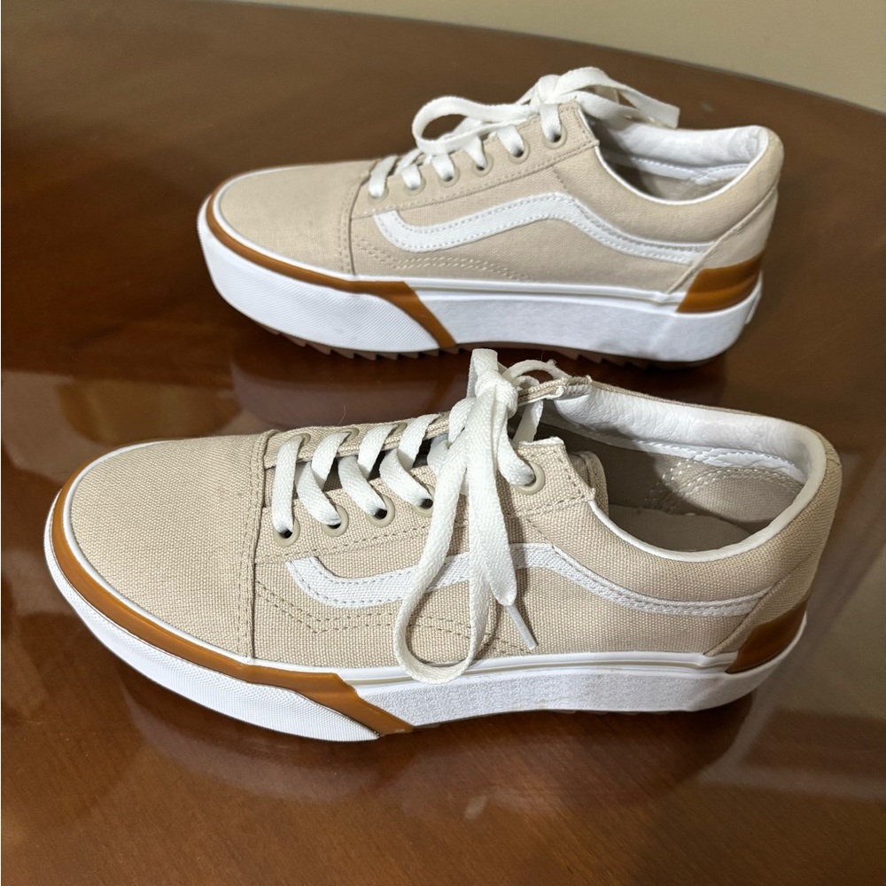 Vans Old Skool Canvas Sneakers French Oak tan 7.5 women 6.0 Men/Boys Width M
